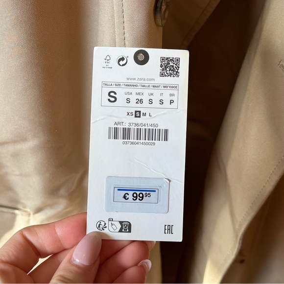 Zara Beige Double-Breasted Trench Coat - Picture 4 of 4